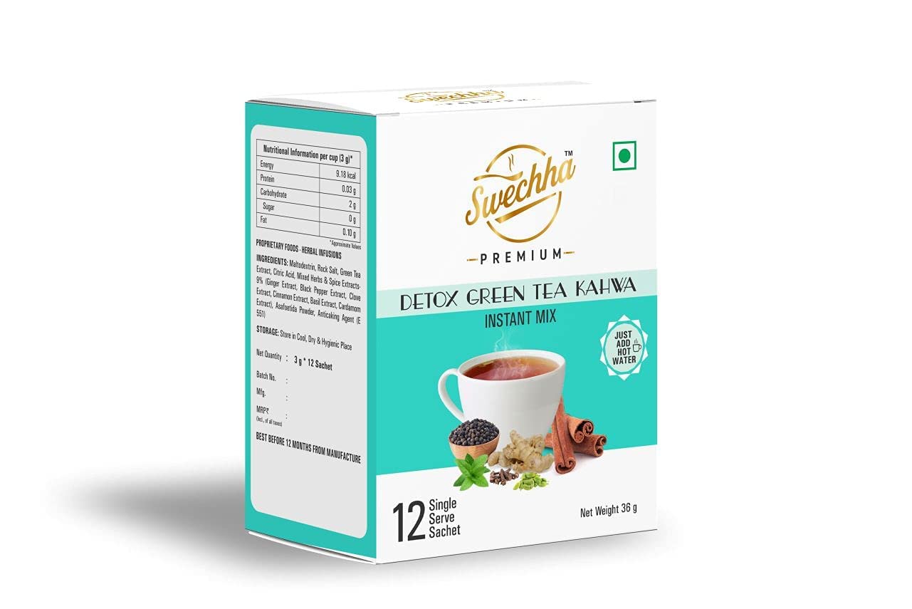 RCM Swechha Green Tea Detox Kahwa Refreshing Herbal Blend with Green Tea, - 36g (Pack of 6) -